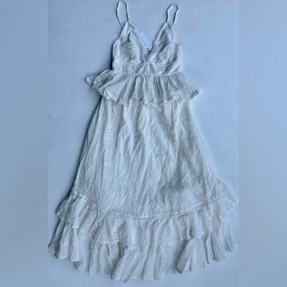 NWT Line and Dot White Pixie Eyelet Lace Maxi Dress, Straps, Cotton, XS - Picture 6 of 12